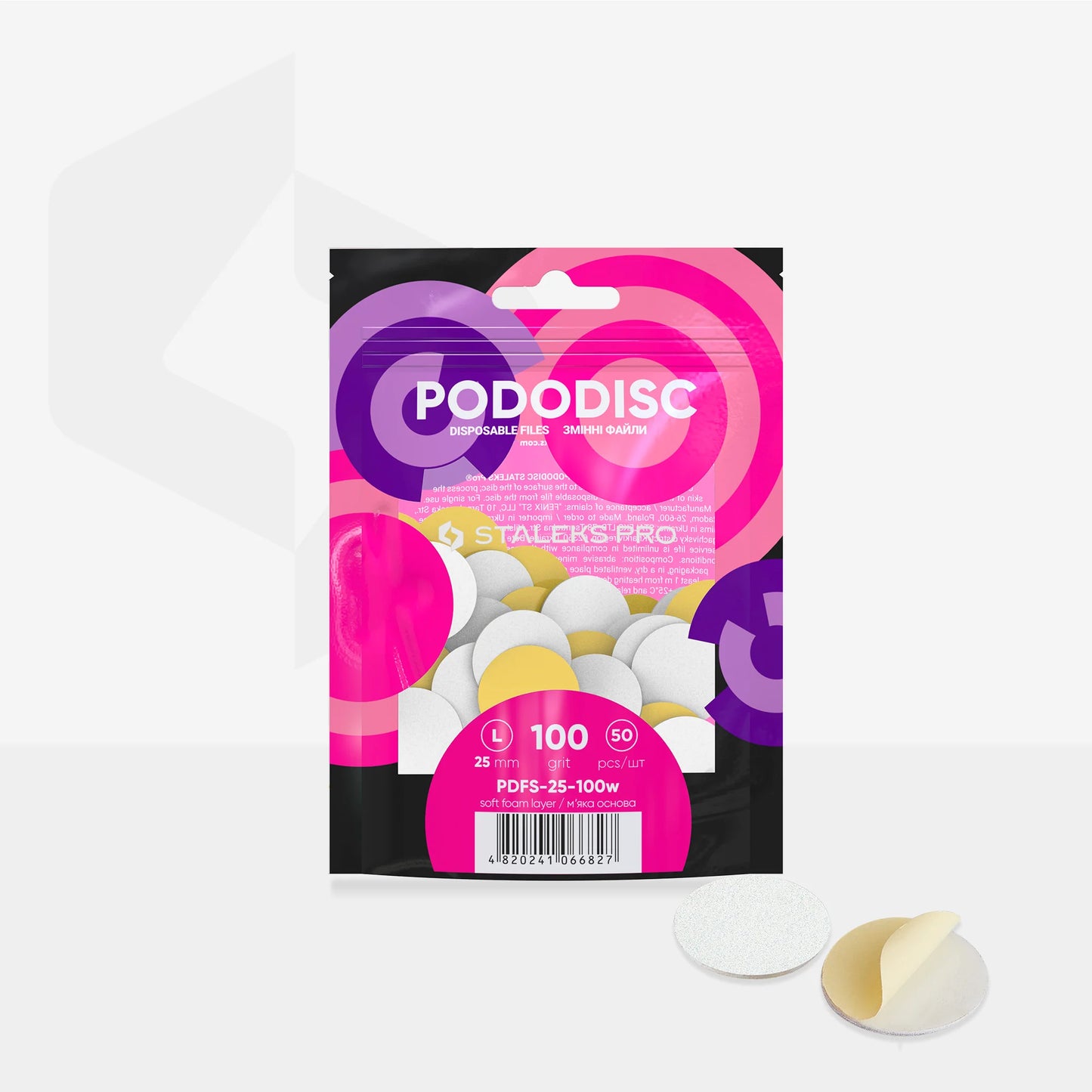 Lima Blanca Desechable con Espuma para Pododisc Staleks 50ud.