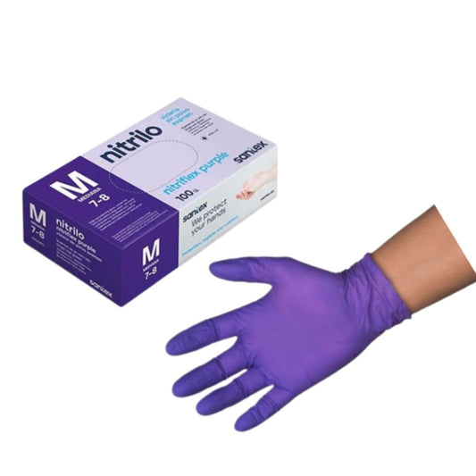 Guantes de nitrilo color violeta sin polvo
