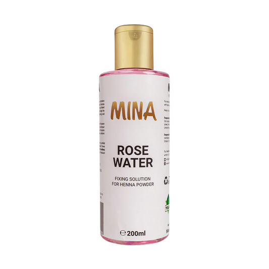 Rose Water de Mina Brow es un spray calmante y fijador elaborado con extractos de rosa de alta calidad, diseñado para prolongar el efecto y brillo de tus tintes para cejas a base de henna.
