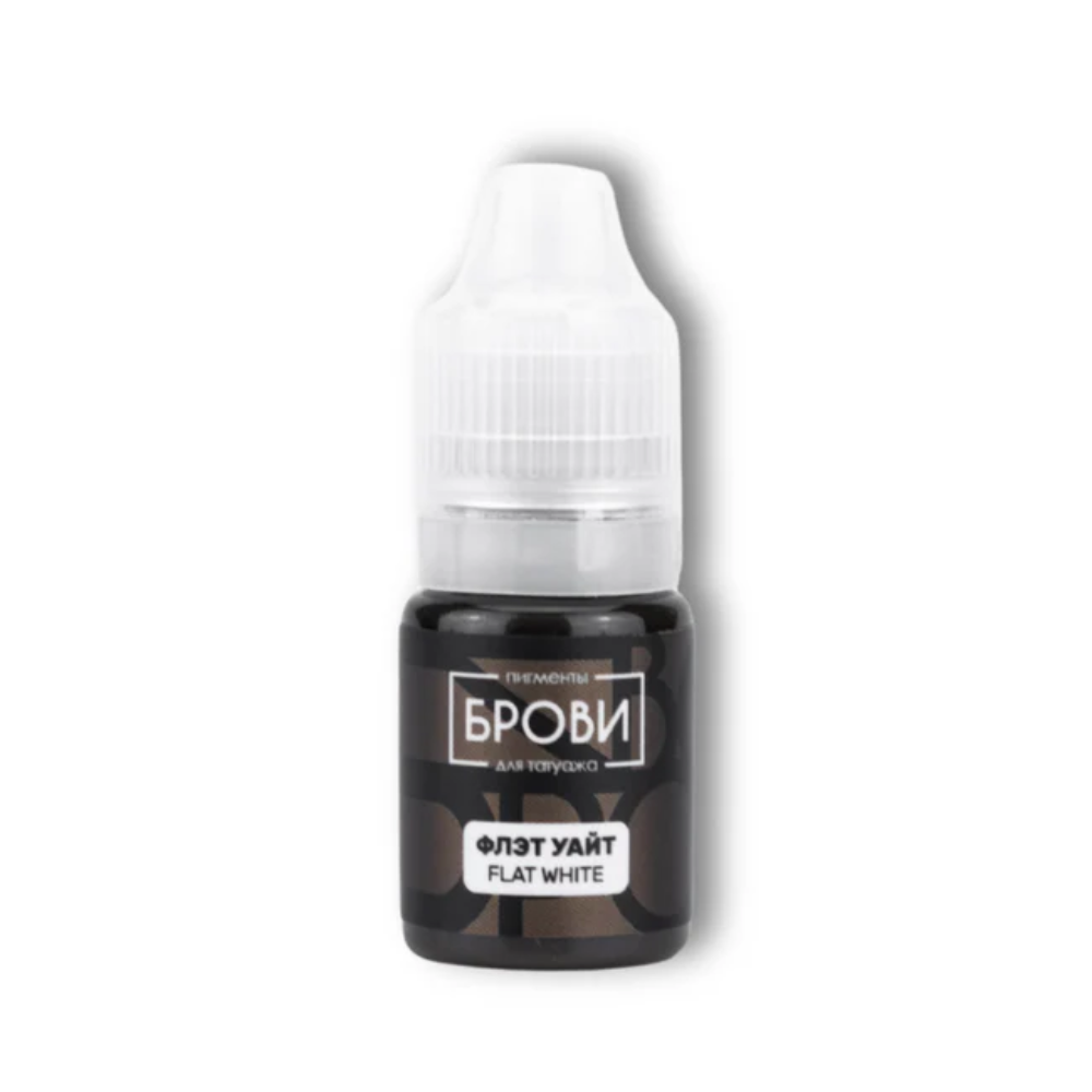 Flat White pigmento marrón cálido con base amarilla‑naranja para micropigmentacion y microblading de cejas.