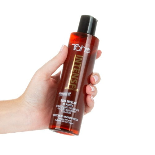 Agua micelar bifásica desmaquillante Tahe Intense 200ml con ácido hialurónico, limpieza facial profesional waterproof, CADAK Beauty Alicante