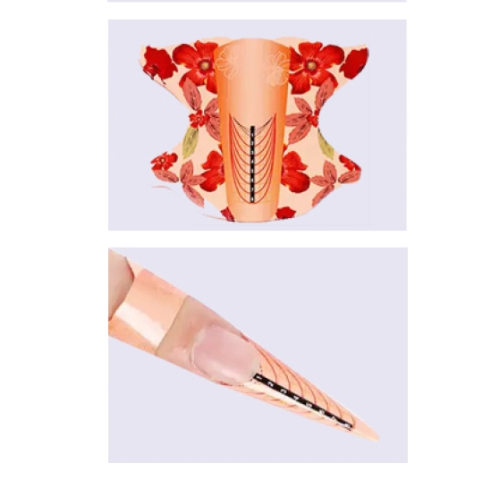 Moldes adhesivos diseño almendra floral para uñas esculpidas con gel o acrílico. Resultado profesional y preciso. 300 unidades. Envío rápido a toda España.