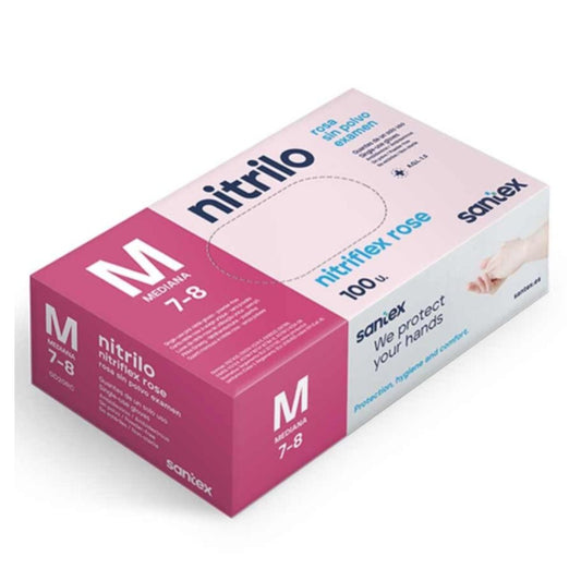 Guantes de nitrilo color rosa sin polvo