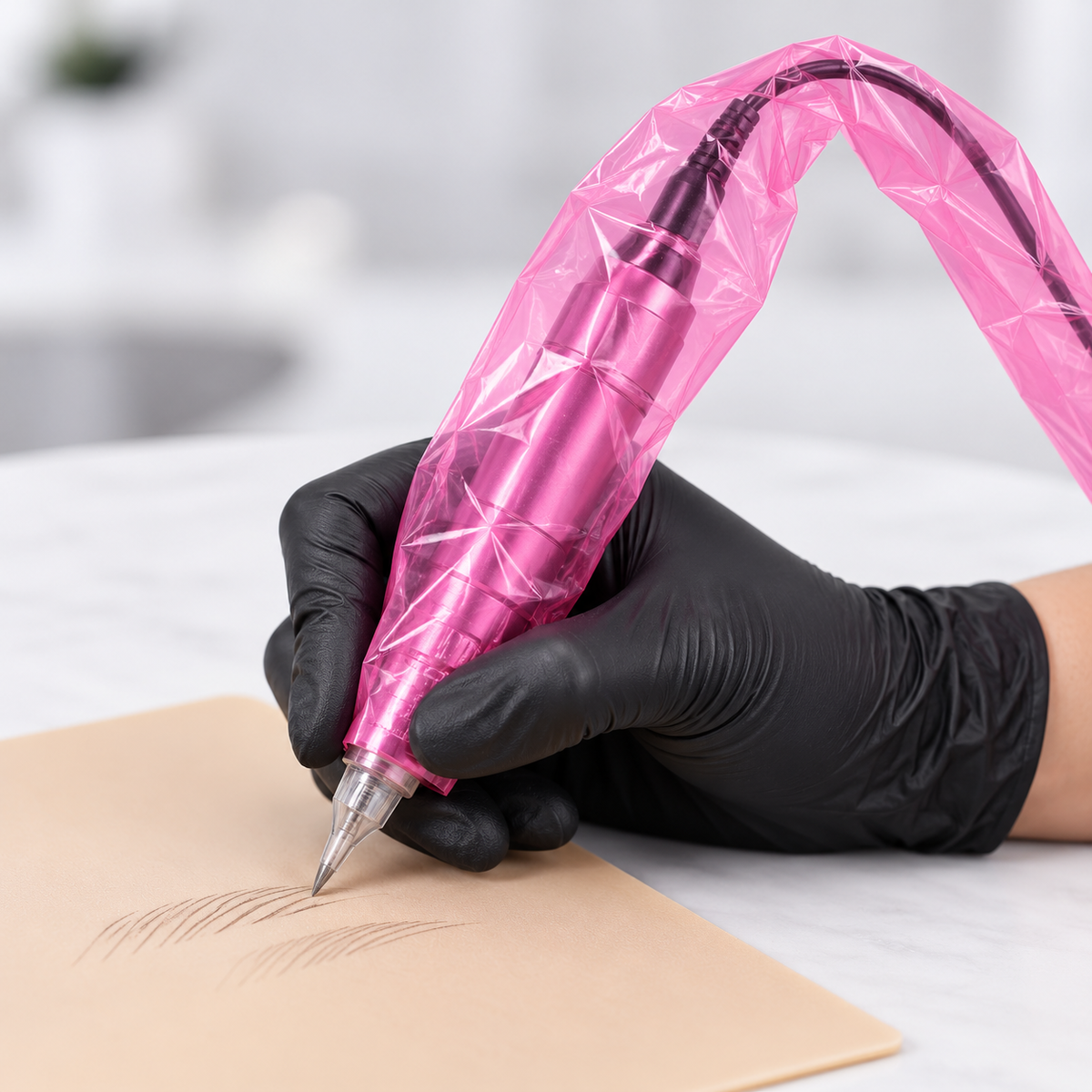 Fundas protectoras para máquina inalámbrica y cable clip cord PMU y tatuaje – Rosa