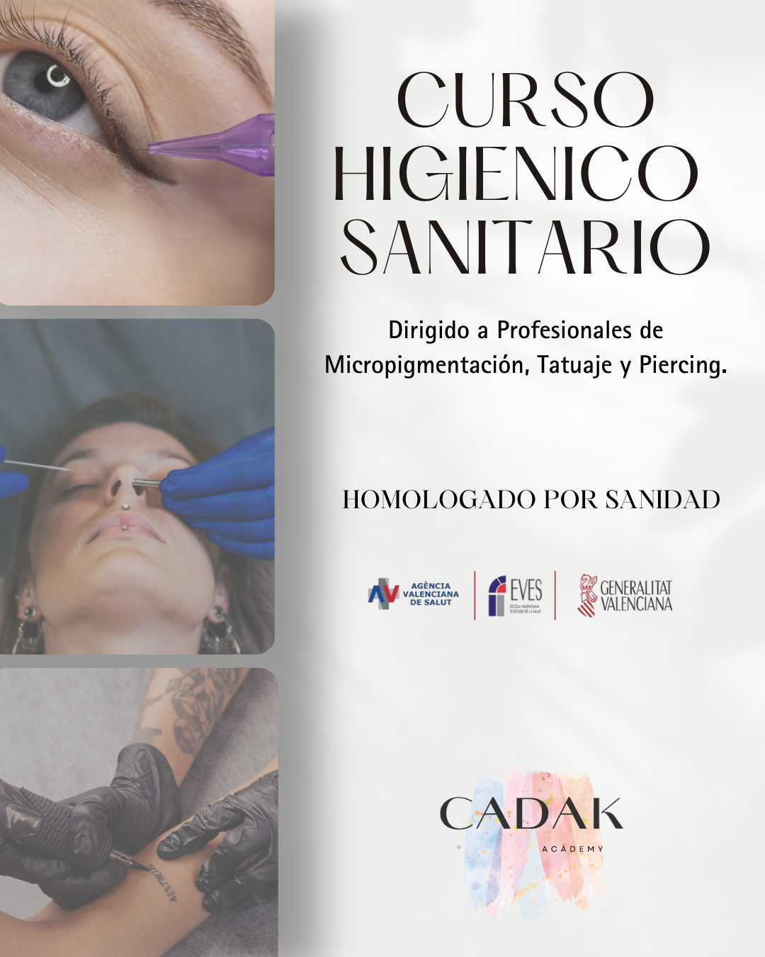 curso de higienico sanitario para profesionales de tatuaje, micropigmentacion, microblading y pircing. Homologado por sanidad