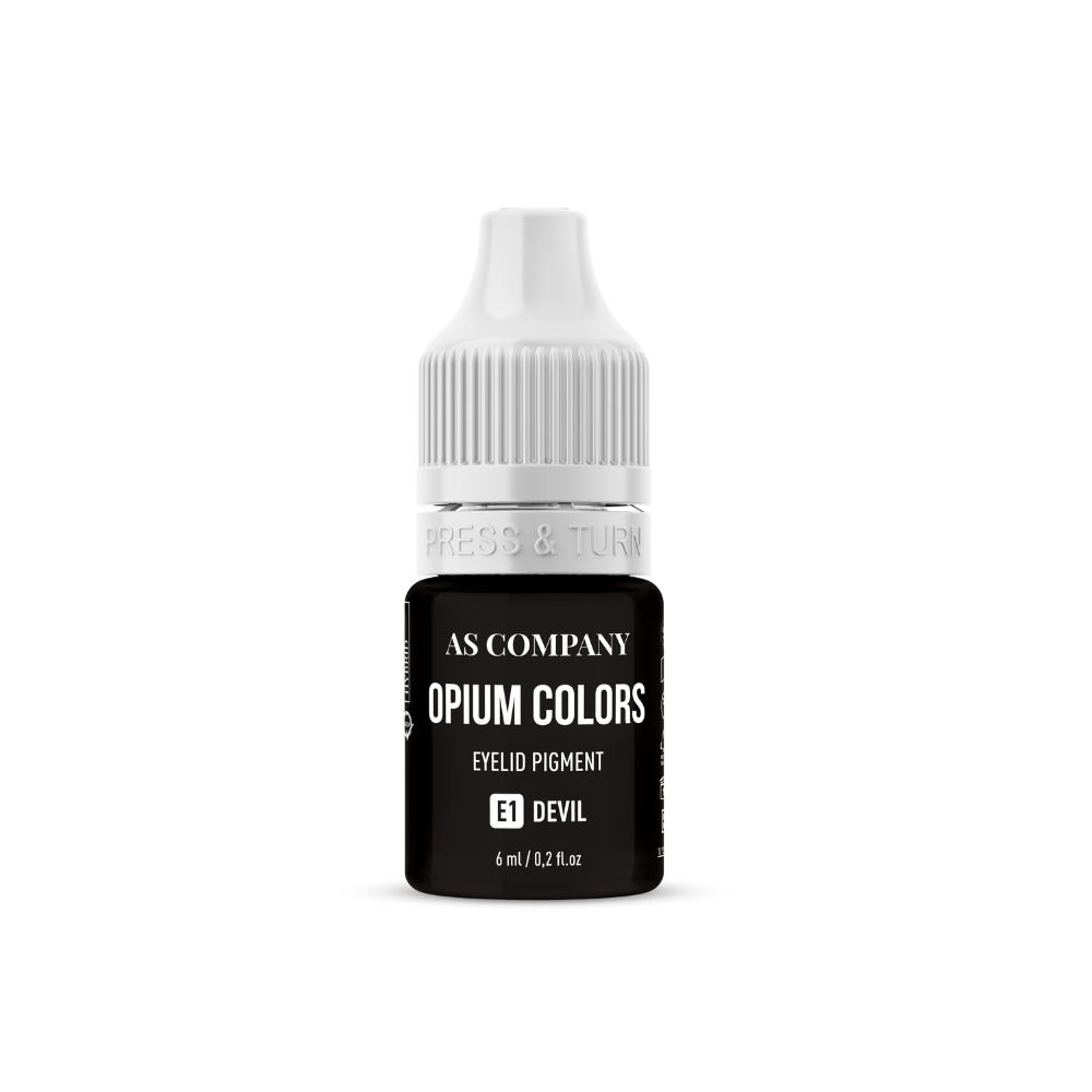 Devil pigmento negro intenso con una base cálida específico para delineado de ojos en micropigmentación eyeliner.