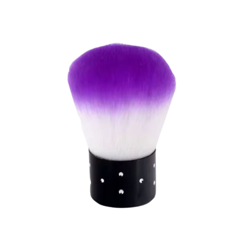 Brocha corta limpieza polvo uñas lila cerdas finas extra suaves, herramienta manicura profesional compacta, CADAK Beauty Alicante