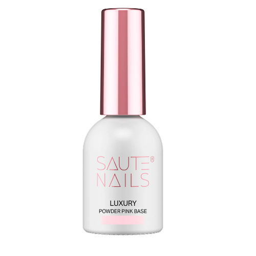 Base semipermanente profesional Saute Nails Luxury Powder Pink Base 8 ml color rosa empolvado.
