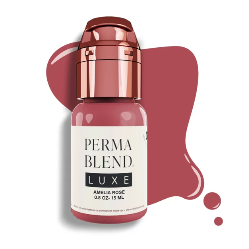 Amelia Rose Perma Blend Luxe 15ml, pigmento híbrido rosa apagado frío para lip blushing y micropigmentación de labios