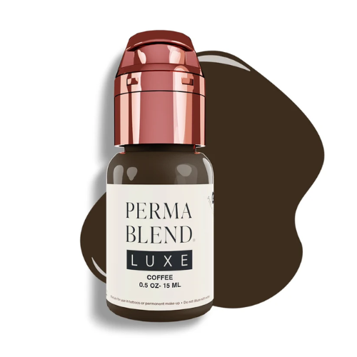 Coffee Perma Blend Luxe 15ml, bote pigmento marrón medio frío para micropigmentación de cejas castañas PMU