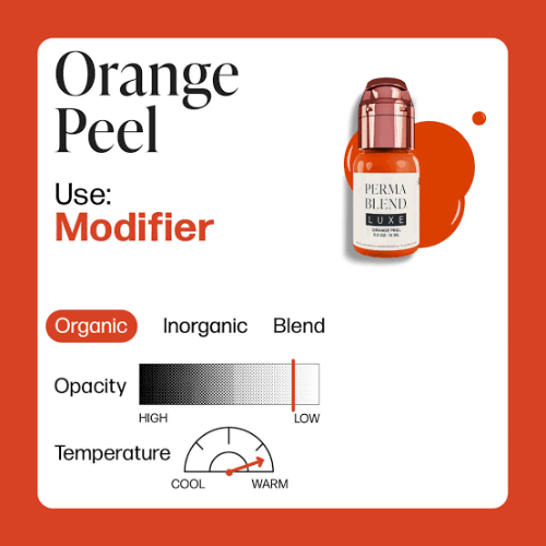 Orange Peel Perma Blend Luxe 15ml, ficha técnica modificador naranja pigmento orgánico para corrección labial PMU