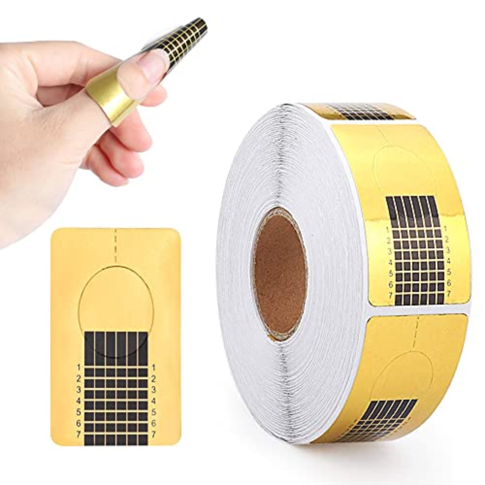 Moldes de papel desechables para uñas esculpidas con gel o acrílico, con líneas guía Rollo de 500 ud