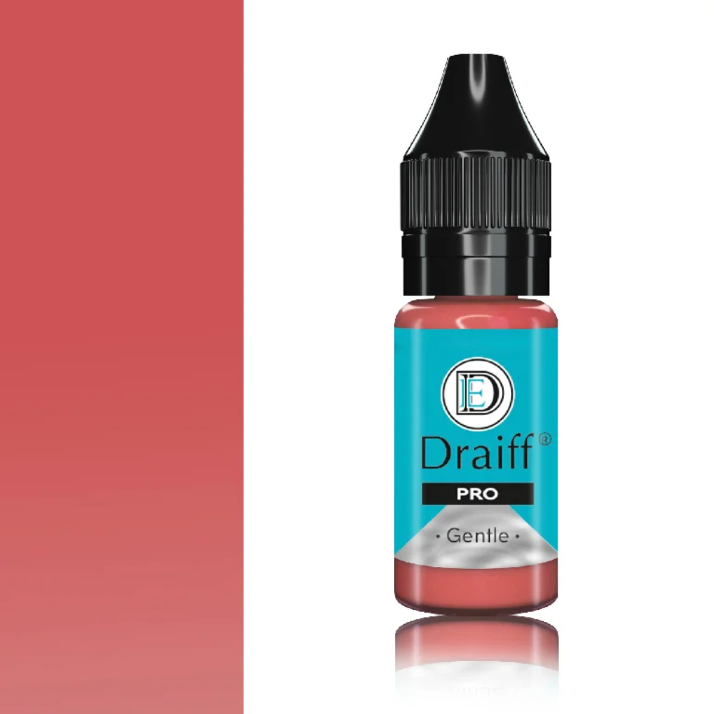 Gentle pigmento tono cálido coral-beige suave (nude) con base híbrida orgánica, de consistencia media, diseñado para micropigmentación de labios labios