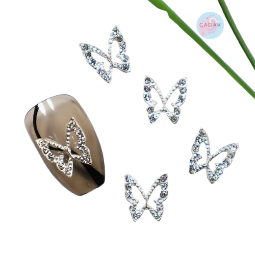 Charms 3D en forma de mariposa para decoración de uñas con cristales brillantes – set de 20 piezas – CADAK Beauty Supply