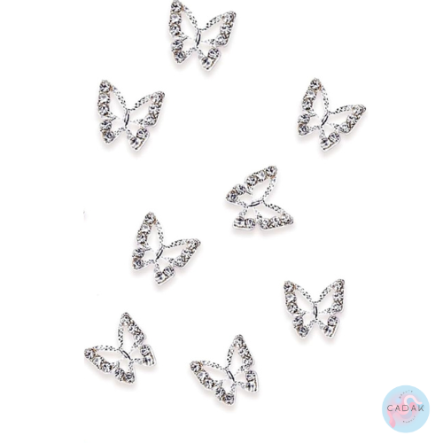 Charms 3D en forma de mariposa para decoración de uñas con cristales brillantes – set de 20 piezas – CADAK Beauty Supply