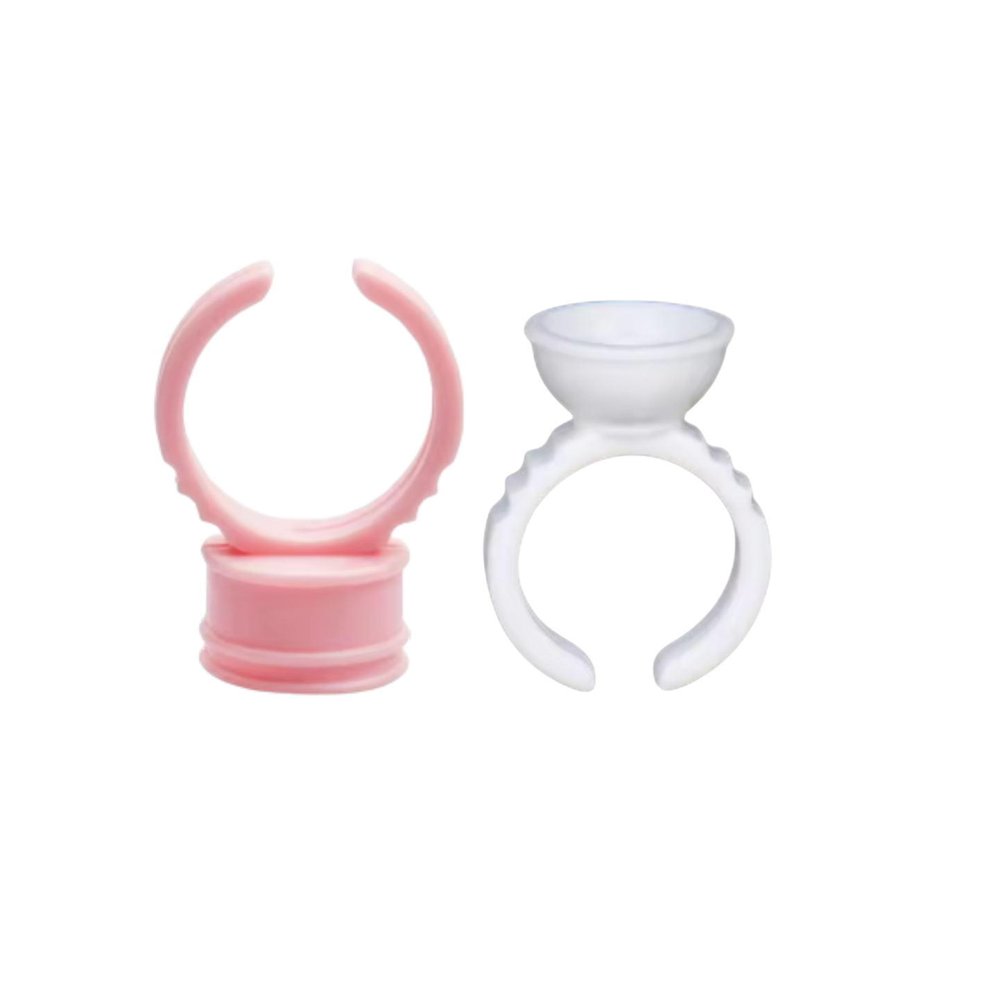 Anillos de Pigmento Desechables para Maquillaje Permanente – 25 unidades, Tamaño S Blanco y M Rosa