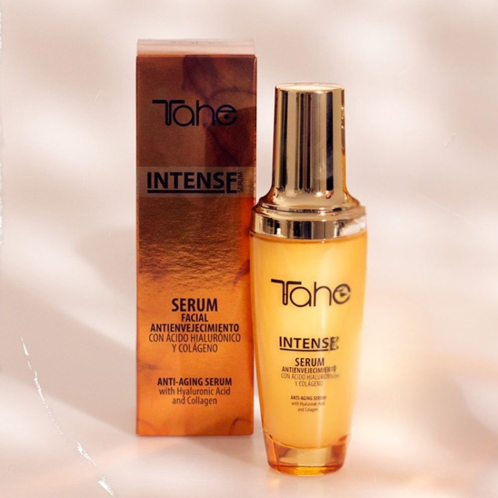 Sérum antienvejecimiento facial con ácido hialurónico y colágeno Tahe Intense, cosmética profesional hidratación firmeza, CADAK Beauty Alicante