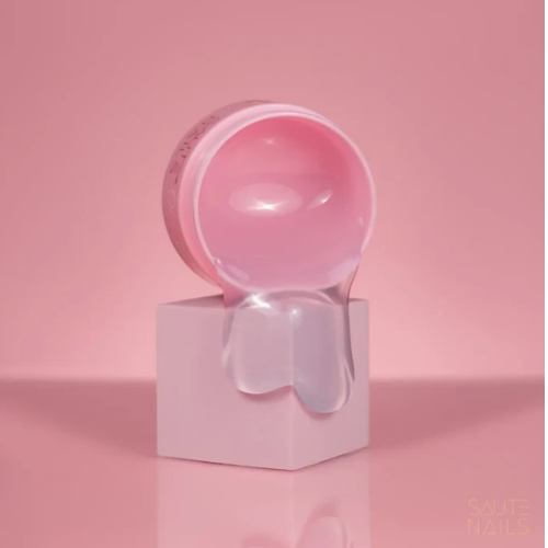 Gel constructor tixotrópico transparente Saute Nails One Touch Clear cayendo de su tarro rosa profesional - Cadak Beauty Supply