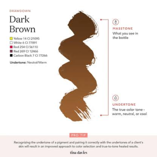Dark Brown Tina Davies Perma Blend Luxe 15ml, composición INCI pigmento híbrido marrón oscuro para cejas