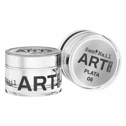 Gel Art 3D Plata Semi Nail 5ml para nail art, acabado cromado espejo y relieves plateados
