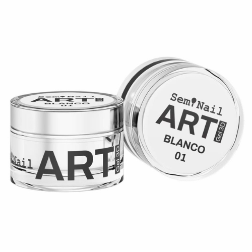 Gel Art 3D Blanco Semi Nail 5ml para nail art, blanco tiza puro para líneas y relieves de alta definición